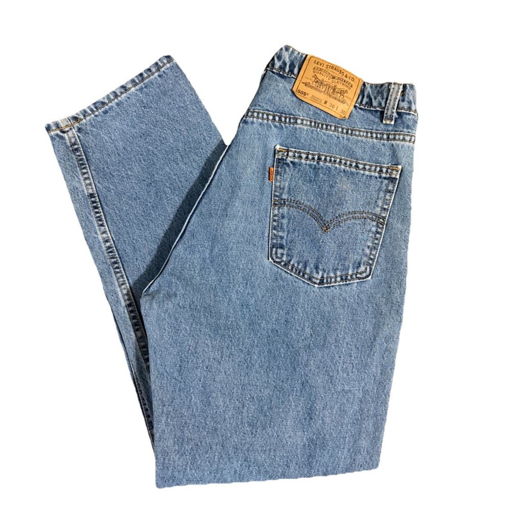 Levi's 505 Jeans Orange Tab, Straight Leg, Regular Fit, 90s Vintage 34/30